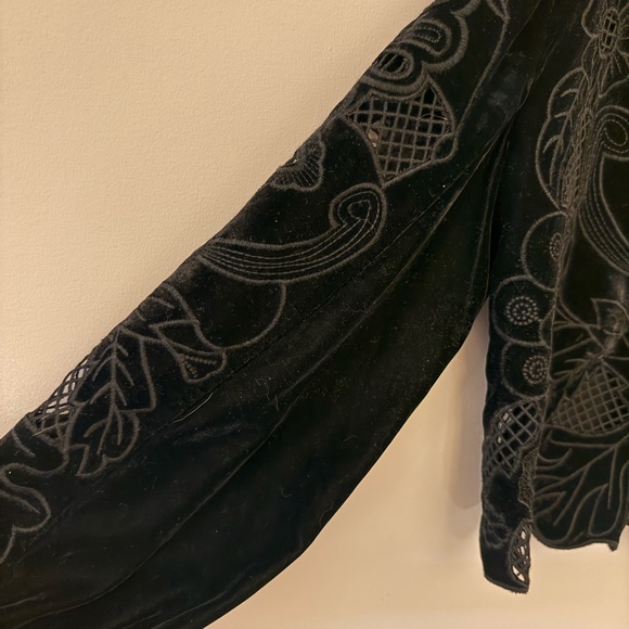 Beautiful! Zara black embroidered lace see thru velvet blouse shirt . S - Picture 4 of 9
